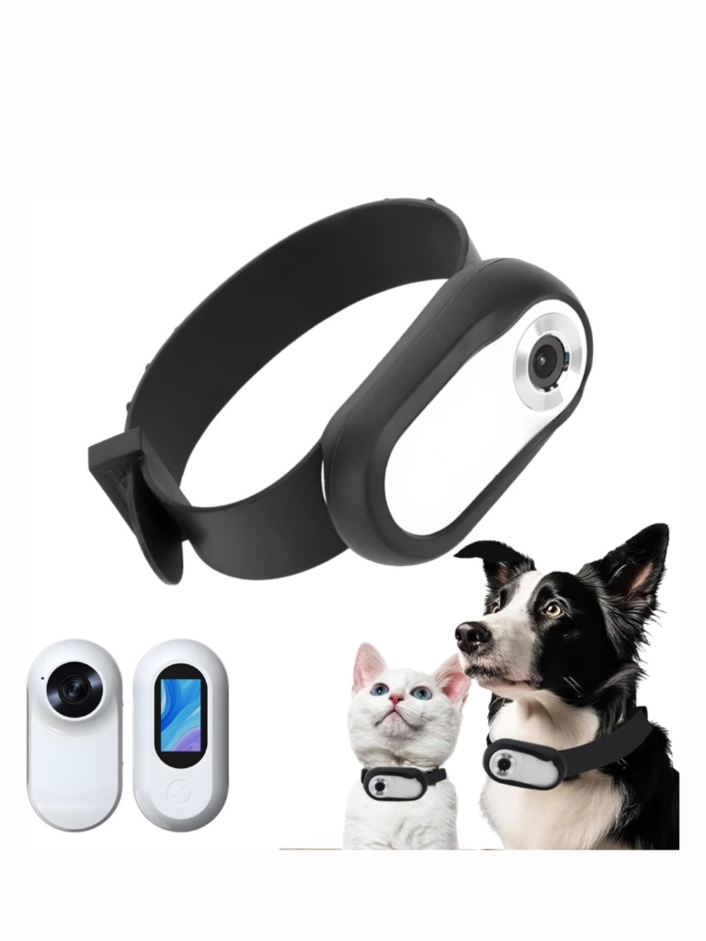 Sports/ Pet Tracking Camera Collar, White, 32 GB